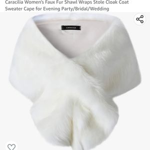 Never worn faux fur shawl